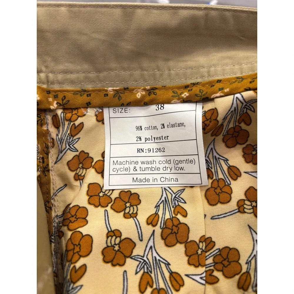 ENZO TOVARE Mens Khaki Chino Pants Size 38 Straight Fit‎ Cotton Stretch Casual